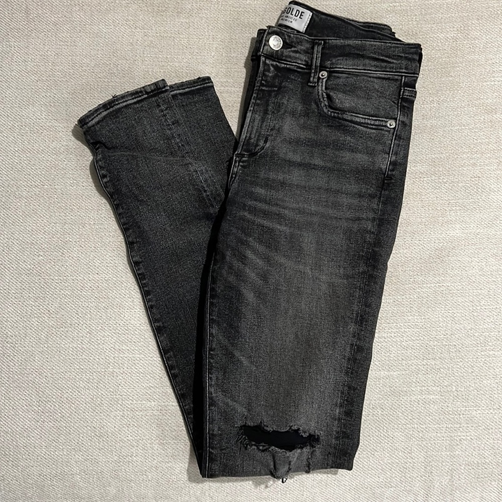 AGOLDE Black Distressed Denim Size 26